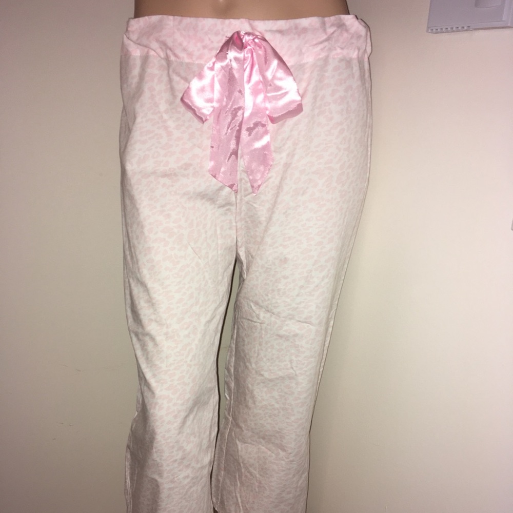 La Senza Pajama Crop Pants Small Pink Leopard Cotton NWT